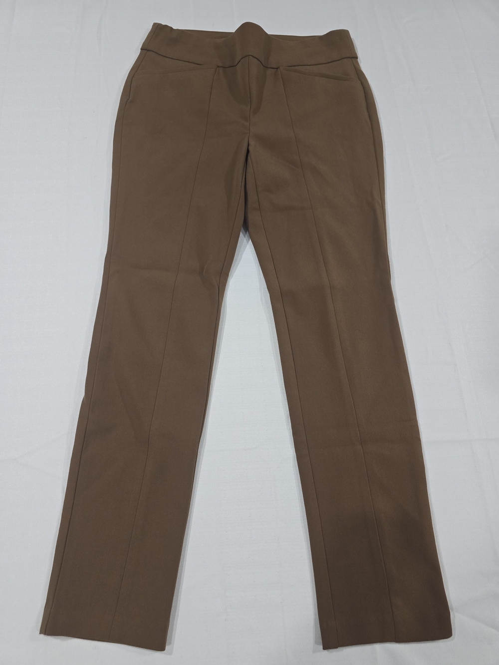 So Slimking By Chico's Women's Tailored Straight-Leg Pants Tan Stretch Size 00